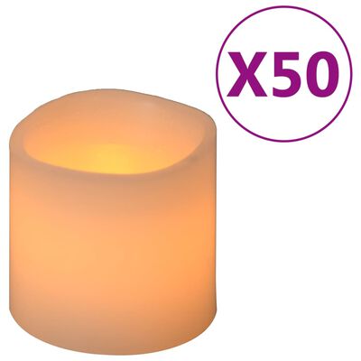vidaXL Lumânări LED electrice, 50 buc., alb cald