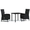 vidaXL Set mobilier de grădină, cu perne, 3 piese, negru