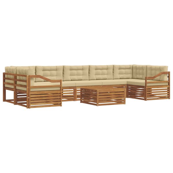 vidaXL Set de canapele de exterior cu pernă 8 pcs Natural și Bej