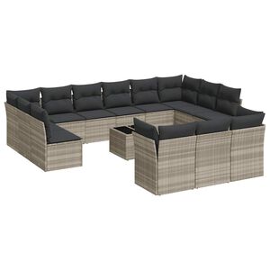 vidaXL Set mobilier de grădină cu perne,14 piesegri deschis, poliratan