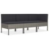 vidaXL Set mobilier de grădină cu perne, 3 piese, gri, poliratan
