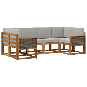 vidaXL Set de canapele de exterior 6 pcs Natural și gri deschis