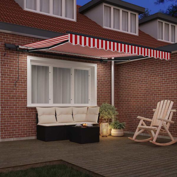 vidaXL Cortina Retractabilă Manual Roșu și alb 300 x 250 cm țesătură