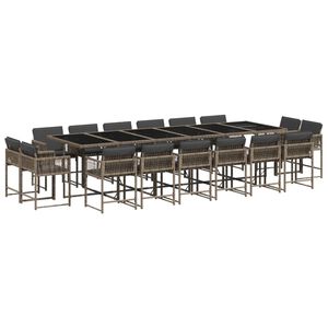vidaXL Set mobilier de grădină cu perne, 17 piese, gri, poliratan