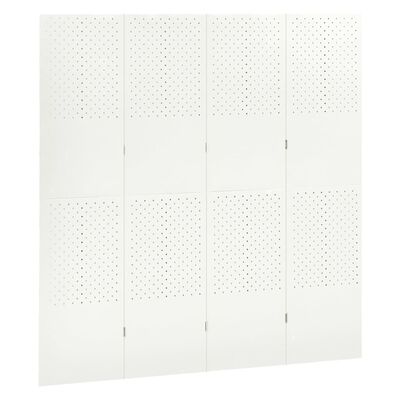 vidaXL Paravan de cameră cu 4 panouri, alb, 160x180 cm, oțel