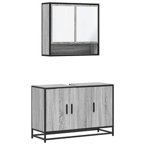 vidaXL Set mobilier de baie, 2 piese, gri sonoma, lemn prelucrat