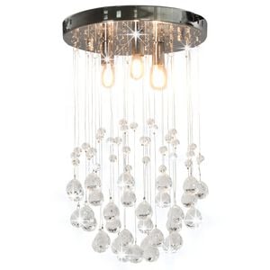 vidaXL Lustră cu mărgele de cristal, argintiu, sferă, 3 x bec G9