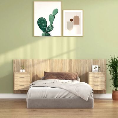 vidaXL Tăblie de pat cu dulapuri, stejar sonoma, lemn prelucrat