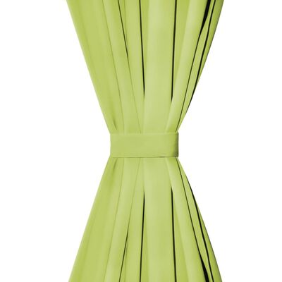 vidaXL Draperii micro-satin cu bride, 2 buc, verde, 140 x 225 cm