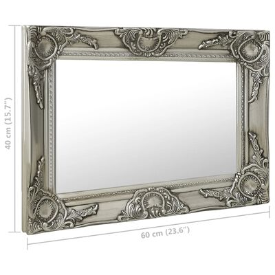 vidaXL Oglindă de perete în stil baroc, argintiu, 60 x 40 cm