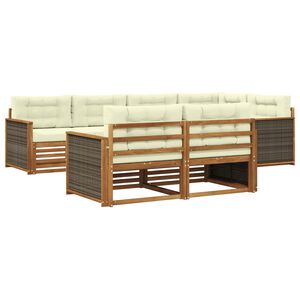 vidaXL Set de canapele de exterior 7 pcs Natural și Crem