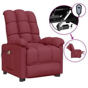 vidaXL Fotoliu de masaj electric rabatabil, roșu vin, textil