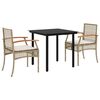 vidaXL Set mobilier de grădină cu perne, 3 piese, bej, poliratan
