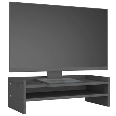 vidaXL Suport pentru monitor, gri, 50x24x16 cm, lemn masiv pin
