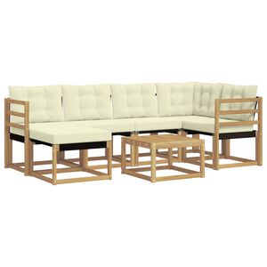 vidaXL Set de canapele de exterior cu pernă 7 pcs Alb și crem