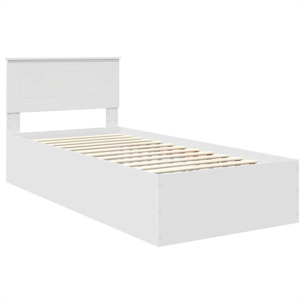 vidaXL Cadru de pat cu headboard Alb 100 x 200 cm Lemn compozit
