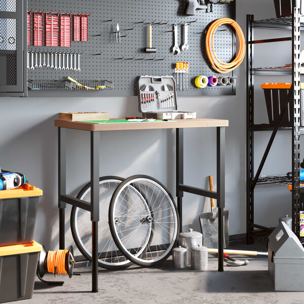 vidaXL Banc de lucru 100x60x(73-99,5) cm lemn masiv fag dreptunghiular