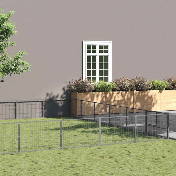 vidaXL Padoc pentru c&acirc;ini, argintiu, 54 m&sup2;, oțel