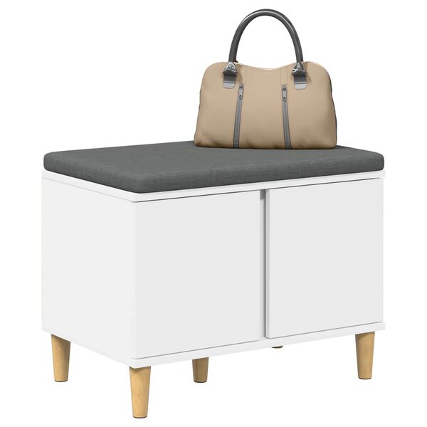 vidaXL Bancă pentru hol cu pernă cu depozitare Alb 60 x 38 x 46 cm