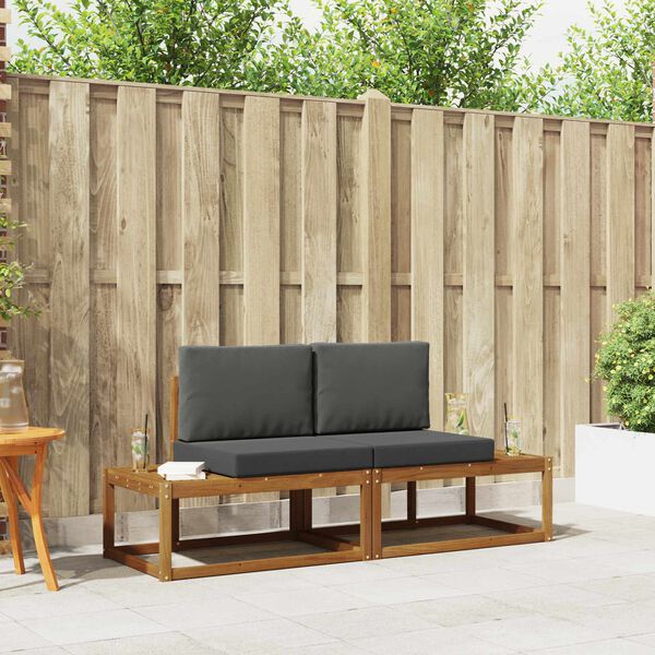 vidaXL Set de canapele de exterior cu pernă 2 pcs natural