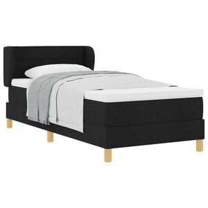 vidaXL Pat cu arcuri cu saltea cu headboard Negru 80 x 200 cm țesătură