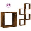 vidaXL Rafturi cuburi de perete 4 buc Stejar afumat 30x15x30 cm