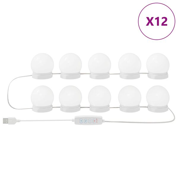 vidaXL Lumini pentru oglindă 12 pcs Alb 4.5 x 4.5 x 4.8 cm Plastic