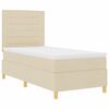 vidaXL Pat cu arcuri cu saltea cu headboard Crem 90 x 190 cm țesătură