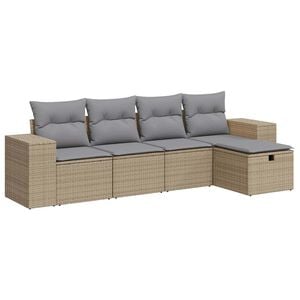 vidaXL Set canapele de grădină cu perne, 5 piese, bej, poliratan