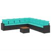 vidaXL Set canapele de grădină cu perne, 10 piese, negru, poliratan