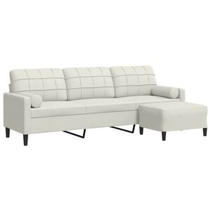 vidaXL Canapea cu 3 locuri și taburet, crem, 210 cm, catifea