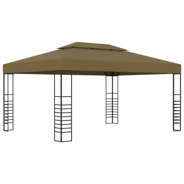 vidaXL Pavilion cu șiruri de lumini LED, gri taupe, 3x4m