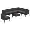 vidaXL Set mobilier de grădină cu perne, 8 piese, negru, poliratan