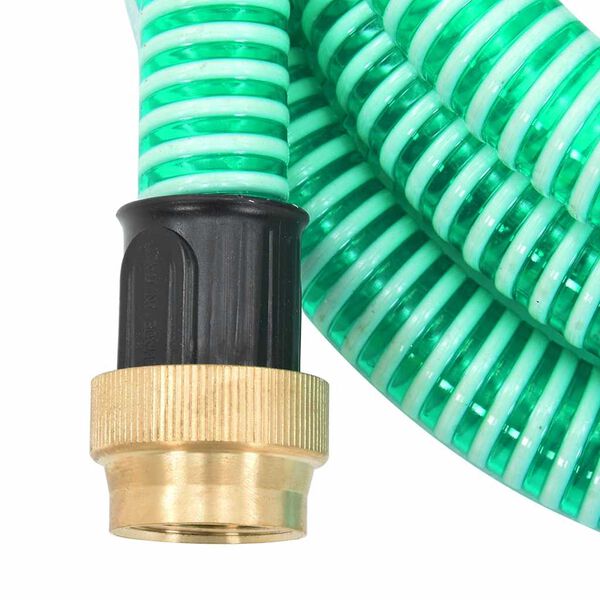 vidaXL Furtun de aspirație cu racorduri din alamă, verde 1,1" 20 m PVC