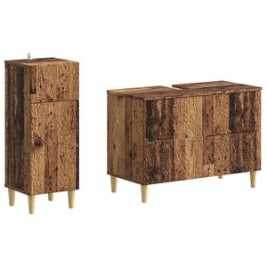 vidaXL Set de dulapuri pentru baie, 2 piese DELFT Lemn vechi