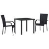 vidaXL Set de masă pentru grădină 3 buc. Negru