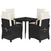 vidaXL Set mobilier de grădină cu perne, 5 piese, negru, poliratan