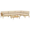 vidaXL Set de canapea cu pernă Simplu 5 pcs Bej Lemn Solid de Acacia