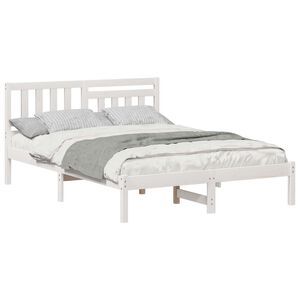 vidaXL Cadru de pat cu headboard Alb 120 x 190 cm Lemn de pin masiv