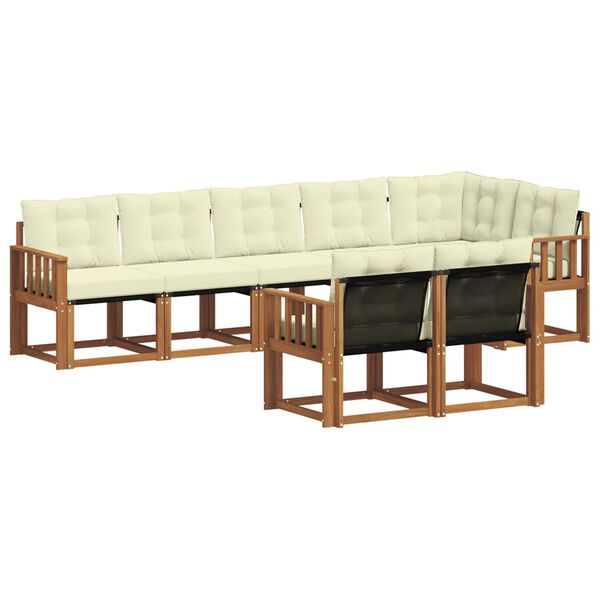 vidaXL Set de canapele de exterior cu pernă 8 pcs Natural și Crem