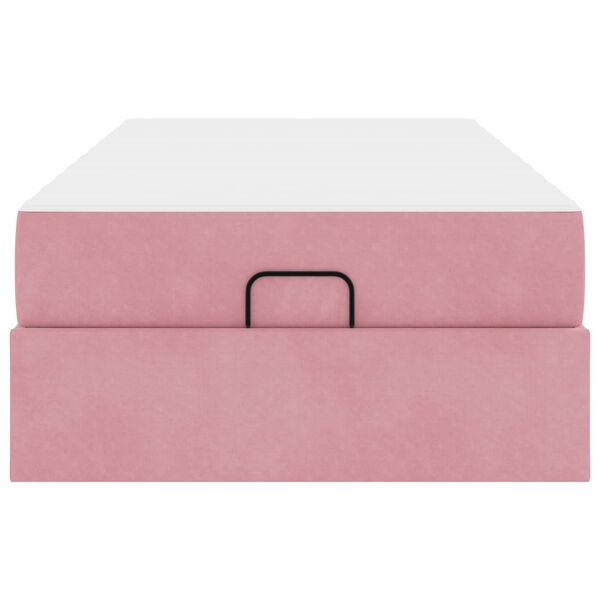 vidaXL Cadru de pat cu saltea cu saltea 2 pcs Roz Catifea