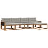 vidaXL Set de canapele de exterior 5 buc. Natural și Gri deschis