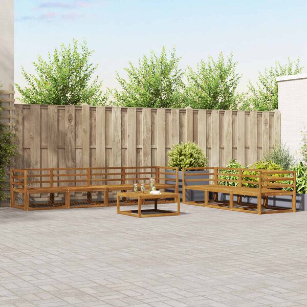 vidaXL Set de canapele de exterior cu pernă 8 pcs Natural și Antracit