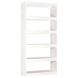 vidaXL Bibliotecă/Separator cameră, alb, 80x30x167,4 cm lemn masiv pin