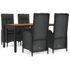 vidaXL Set mobilier de grădină cu perne, 5 piese, negru, poliratan