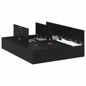 vidaXL Cadru de pat cu depozitare Stejar Negru 135 x 190 cm