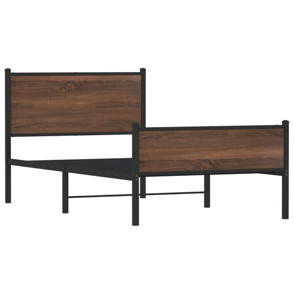 vidaXL Cadru pat metalic fără saltea, stejar maro, 100x200 cm