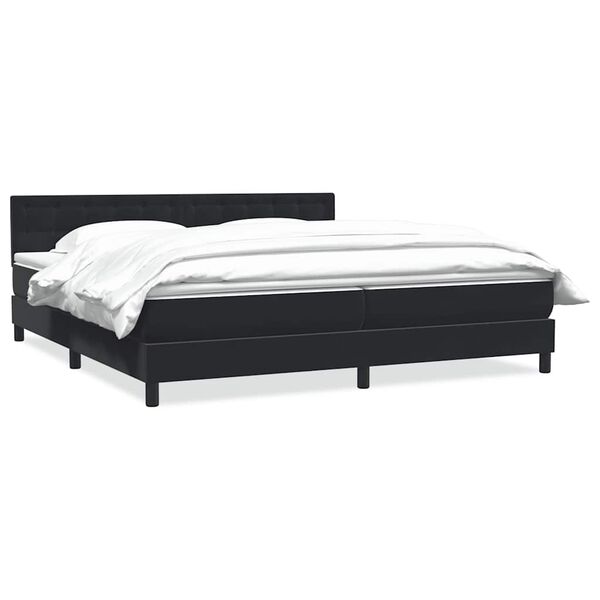 vidaXL Pat box spring cu saltea, negru, 200x210 cm, catifea