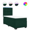 vidaXL Pat box spring cu saltea, verde &icirc;nchis, 90x190 cm, catifea