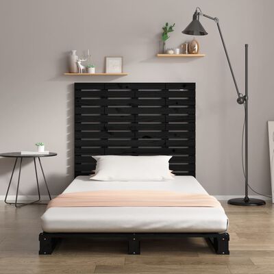 vidaXL Tăblie de pat pentru perete, negru, 81x3x91,5 cm lemn masiv pin